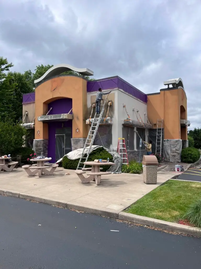 AltaVista Painting Pro exterior project in Carmel IN - house masked and prepped