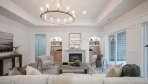 Carmel living room painted in Snowbound off-white by AltaVista Painting Pro, 2025 trend.