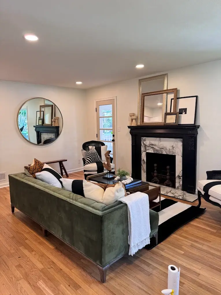 Interior living room with freshly painted walls